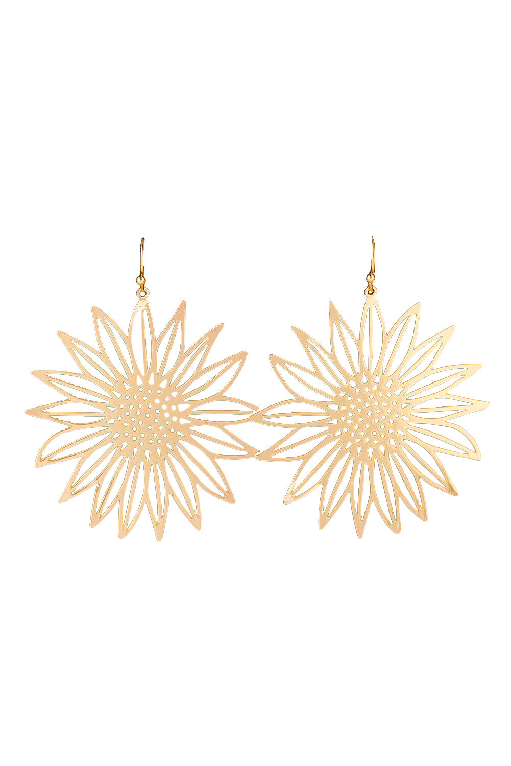 Gold Sunflower Hook Earrings