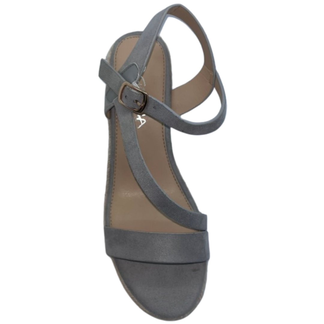 Grey crossover strap wedge