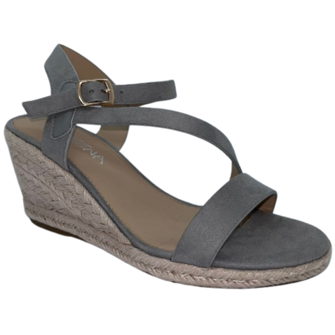 Grey crossover strap wedge