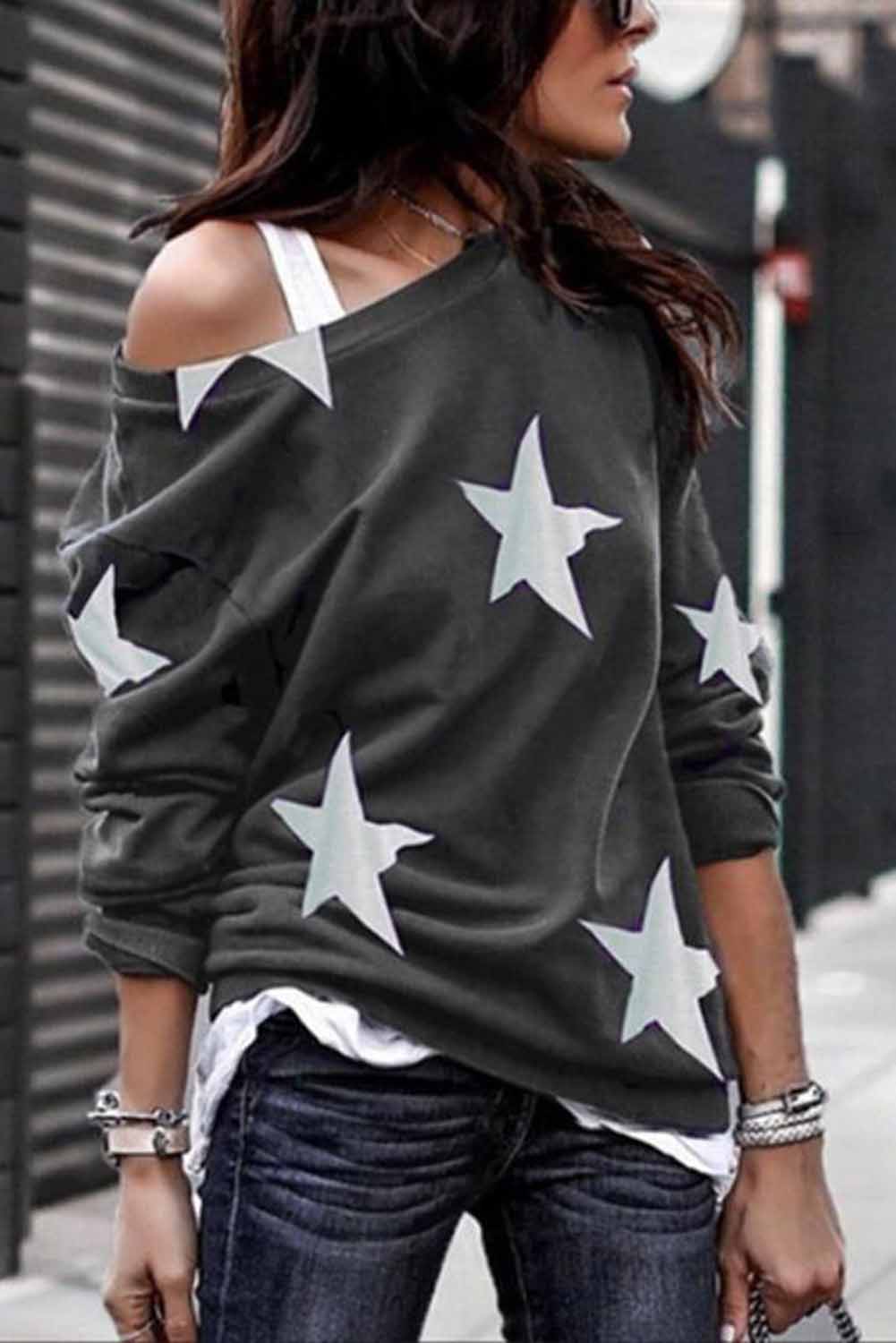 Grey and white star sweater