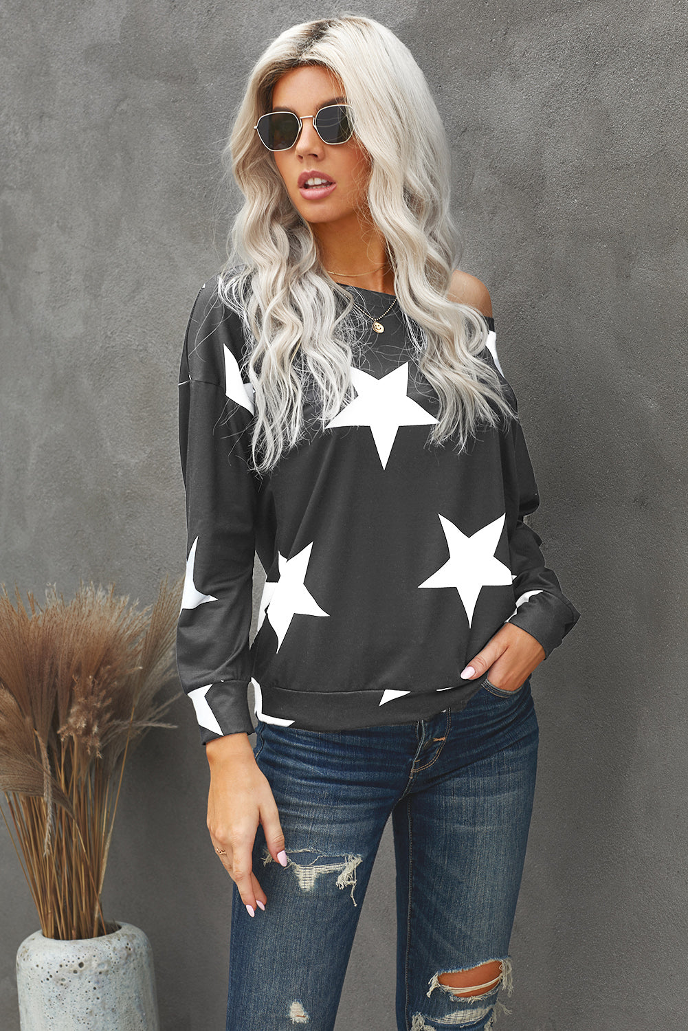 Grey and white star sweater