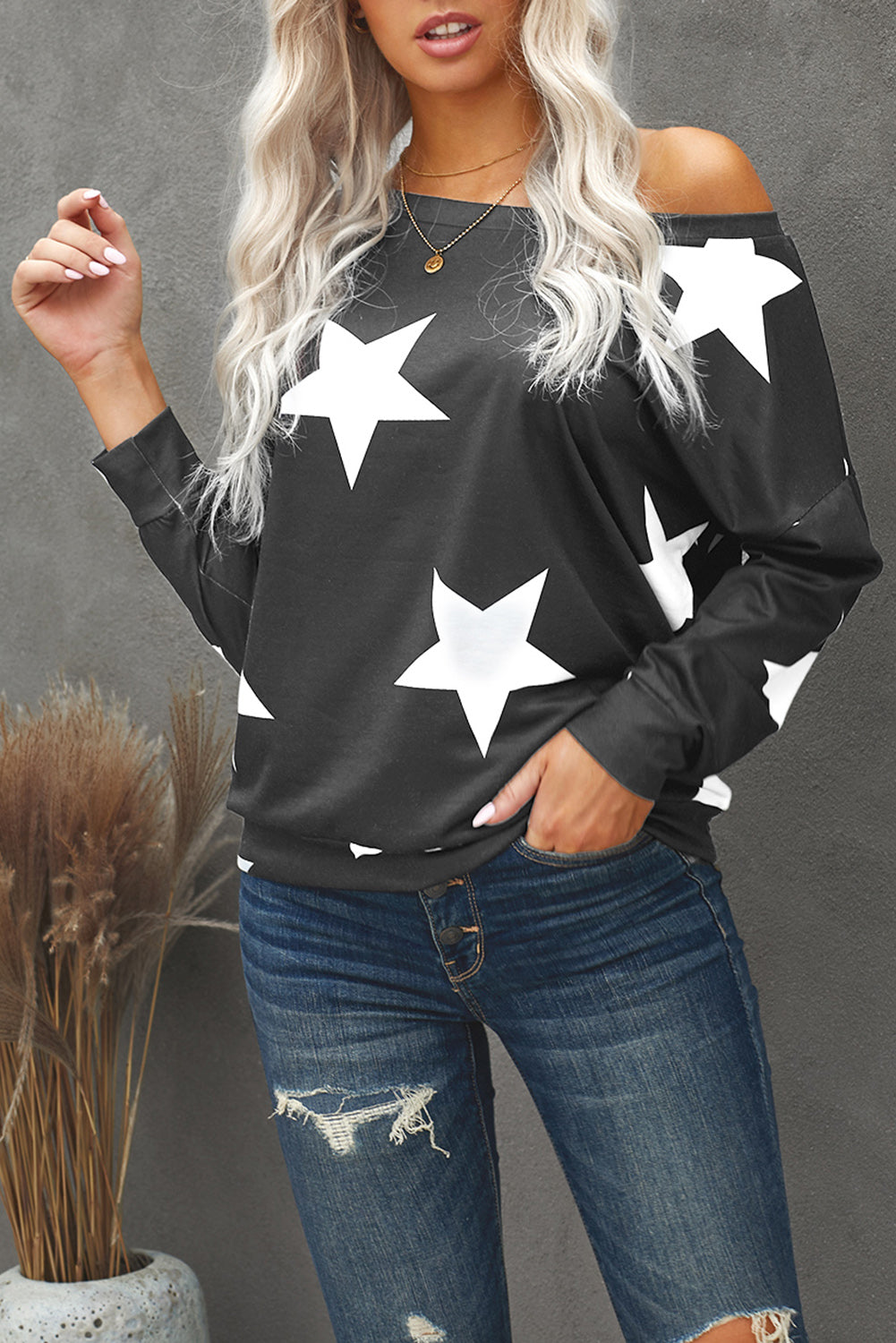 Grey and white star sweater