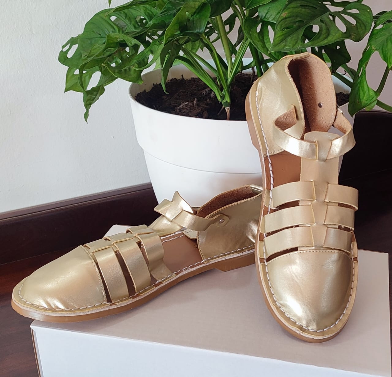 Gold Grandpa Leather Sandal