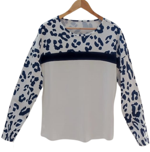 Womens plus size long sleeve leopard print shirt